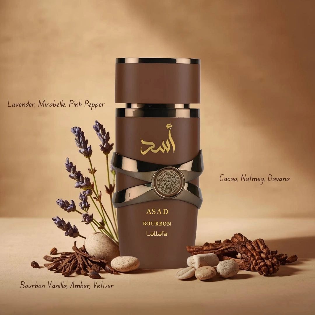 Asad, Asad Zanzibar, Asad Zanzibar Limited Edition & Asad Bourbon Eau de Parfum Sprays 100ml by Lattafa | Strength, Sophistication & Exotic Allure (Bundle) - Intense Oud