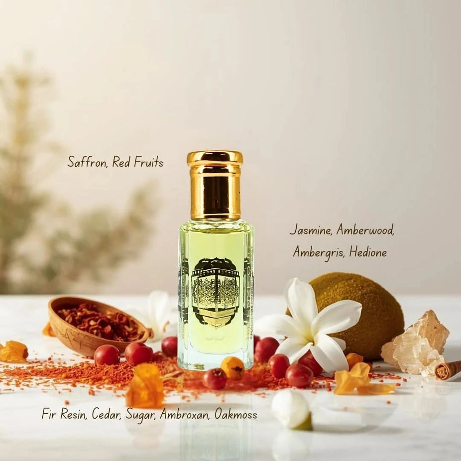 Bundle of four perfume products including Vogue Party, Al Ibdaa Gold, Shuhrah Sensuelle sprays, and Rouje perfume oil by Intense Oud.