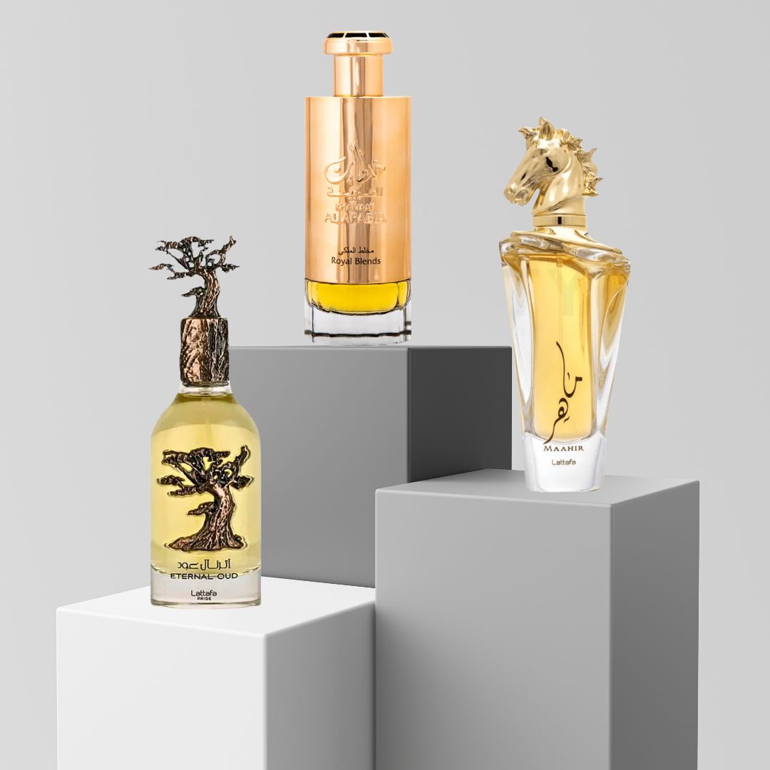 Maahir, Eternal Oud, Khaltaat Al Arabia Royal Blend - EDP Sprays 100ML (3.4 OZ) By Lattafa | Ultimate Woody Perfumes: Deep, Alluring & Enduring. (TIMELESS COLLECTION) - Intense Oud