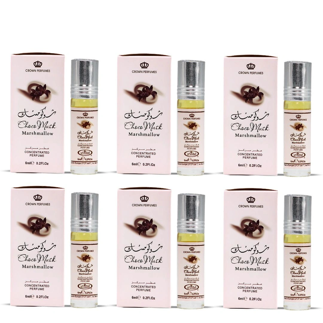 Choco Musk Marshmallow Perfume Oil CPO 6ML (0.2 OZ) by Al Rehab | Strawberry Stuffed Marshmallows, Dusted with Cocoa Kisses (Box of 6) - Intense Oud