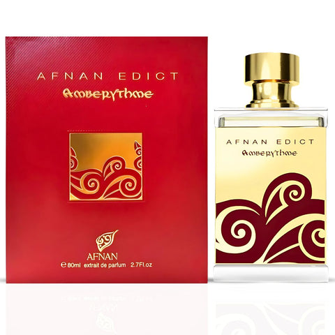 Edict Amberythme Eau De Parfum Spray 80ML (2.7 OZ) By Afnan | A Luxurious Blend Of Amber, Saffron & Sandalwood, Offering A Warm, Spicy & Floral Richness. - Intense Oud