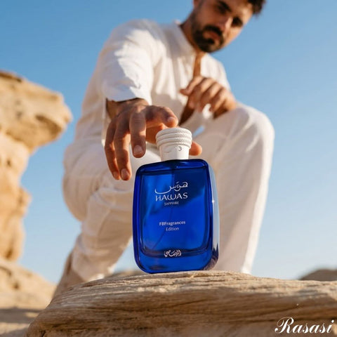 Hawas Sapphire X FBFragrances Edition Eau de Parfum Spray 100ml (3.4 oz) by Rasasi (Velvet Pouch)