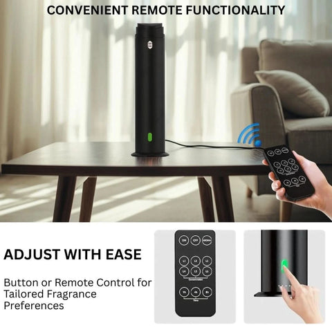 Intense Oud Black Aromatherapy Diffuser with remote control, 120ml waterless diffuser, adjustable mist, and timer for home or office use