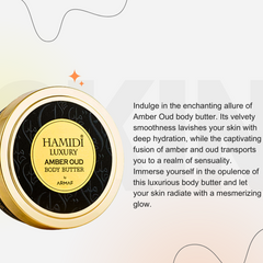 LUXURY AMBER OUD BODY BUTTER 250ML (8.4 OZ) By Hamidi | Ultra Moisturizing & Skin-Nourishing | For Men & Women. - Intense Oud