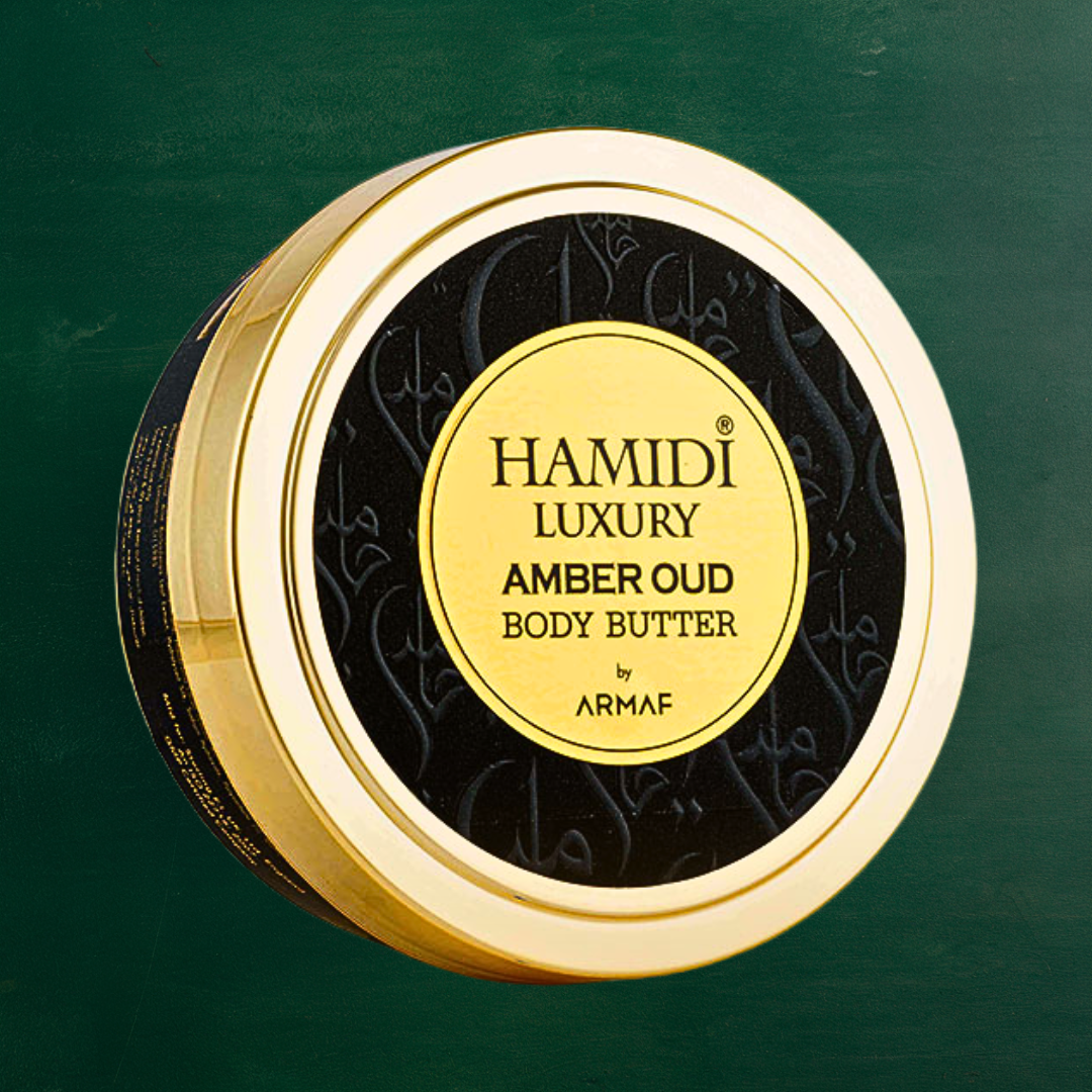 LUXURY AMBER OUD BODY BUTTER 250ML (8.4 OZ) By Hamidi | Ultra Moisturizing & Skin-Nourishing | For Men & Women. - Intense Oud