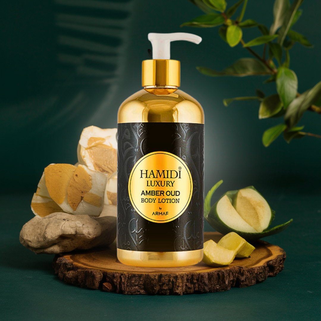 LUXURY AMBER OUD BODY LOTION 500ML (16.9 OZ) By Hamidi | Ultra Moisturizing & Skin-Nourishing | For Men & Women. - Intense Oud