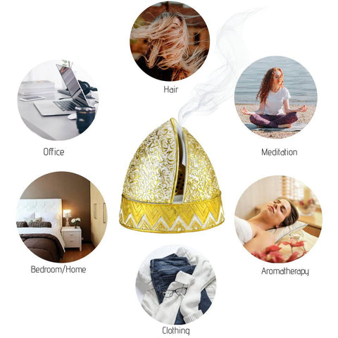 Calligraphy Arched Beehive Dome Style Closed Incense Bakhoor Burner - White - Intense oud