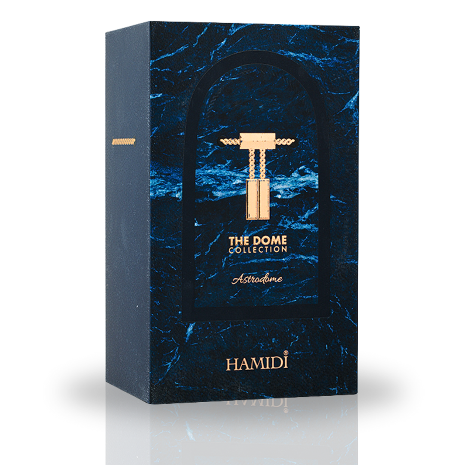 Hamidi Astrodome Eau de Parfum spray 100ml bottle, sleek design, showcasing the fragrance for men.