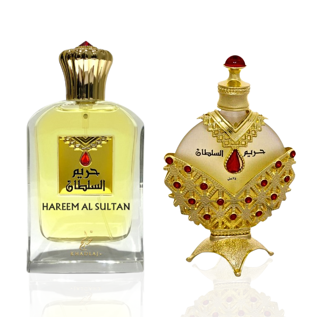 Hareem Al Sultan Gold EDP 75ML (2.5 OZ) & Hareem Al Sultan Gold CPO 35ML (1.18 OZ) BY KHADLAJ. (BUNDLE) - Intense Oud