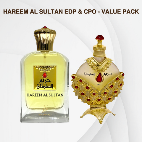 Hareem Al Sultan Gold EDP 75ML (2.5 OZ) & Hareem Al Sultan Gold CPO 35ML (1.18 OZ) BY KHADLAJ. (BUNDLE) - Intense Oud