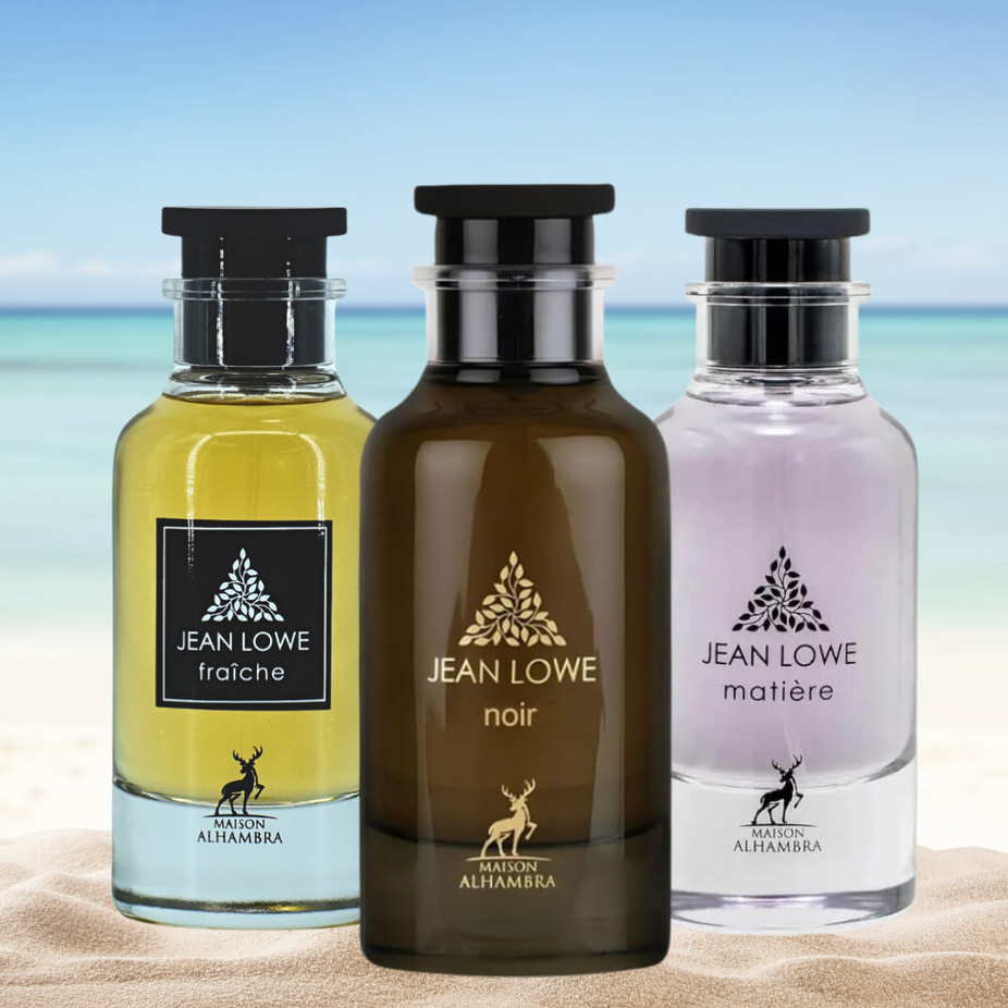 Maison Alhambra Jean Lowe Fraiche Noir Eau de Parfum spray, 100ml, featuring sleek black bottle and elegant fragrance design.