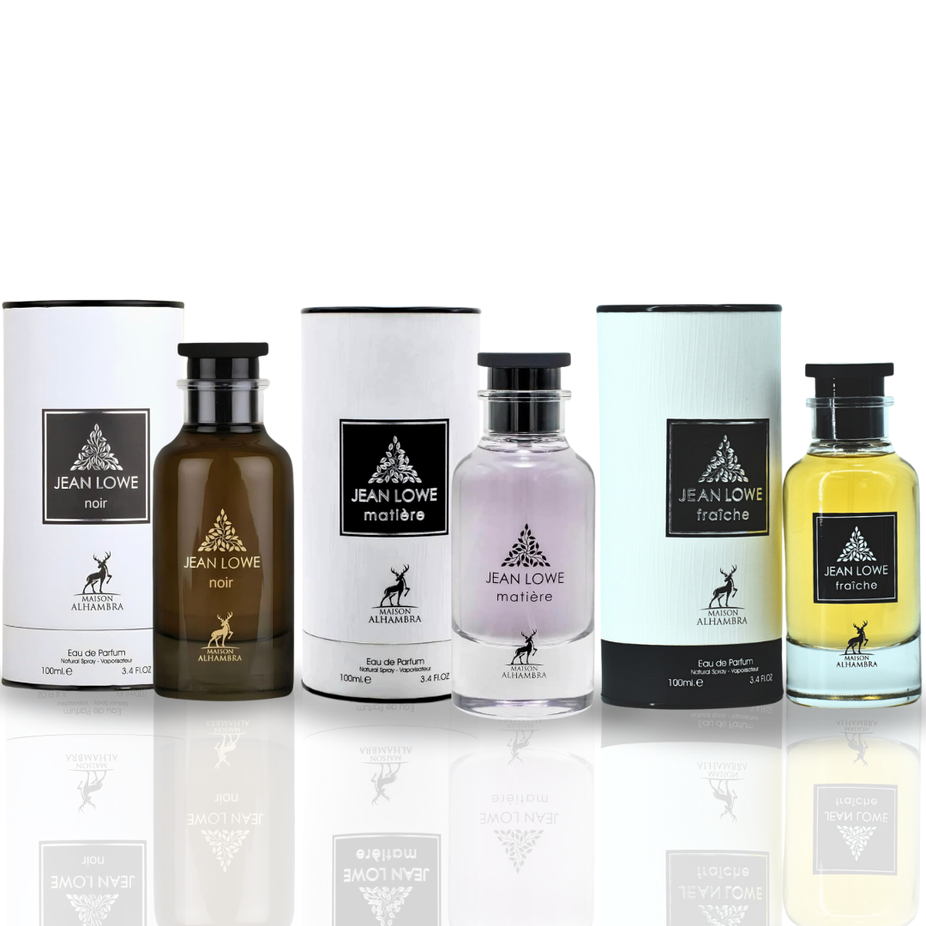 Maison Alhambra Jean Lowe Fraiche Noir Eau de Parfum spray 100ml, elegant black bottle with sophisticated design.