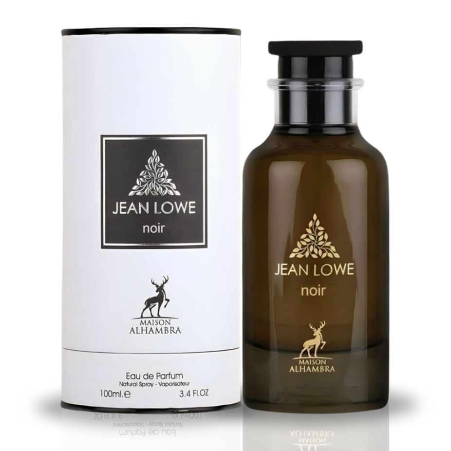 Maison Alhambra Jean Lowe Fraiche Noir Eau de Parfum spray 100ml, elegant black bottle with minimalist design.