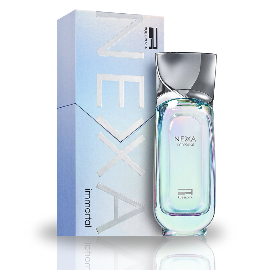 NEXA Immortal Pour Femme Eau de Parfum spray by Rue Broca, 100ml, featuring floral and fruity notes, long-lasting women's fragrance.