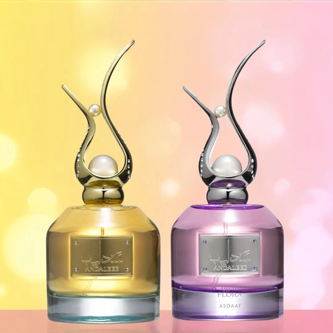 Andaleeb & Andaleeb Flora Eau de Parfum Sprays 100ml by Asdaaf | A Duo of Timeless Floral Sophistication (Bundle) - Intense Oud