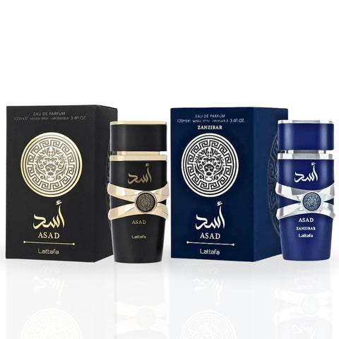 Asad & Asad Zanzibar EDP Sprays 100ML (3.4 OZ) By Lattafa | Long Lasting, Luxurious Scents. (SIGNATURE BUNDLE) - Intense Oud