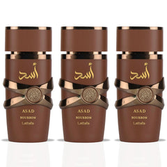 Asad Bourbon Eau De Parfum Spray 100ML (3.4 OZ) By Lattafa | A Rich & Inviting Scent That Blends Spicy, Sweet & Warm Notes For A Sensual Finish. (PACK OF 3) - Intense Oud