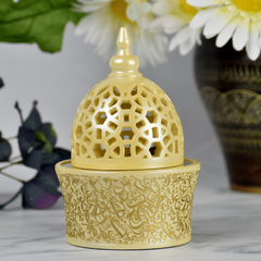 Calligraphy Style Closed Incense Bakhoor Burner - Beige - Intense Oud