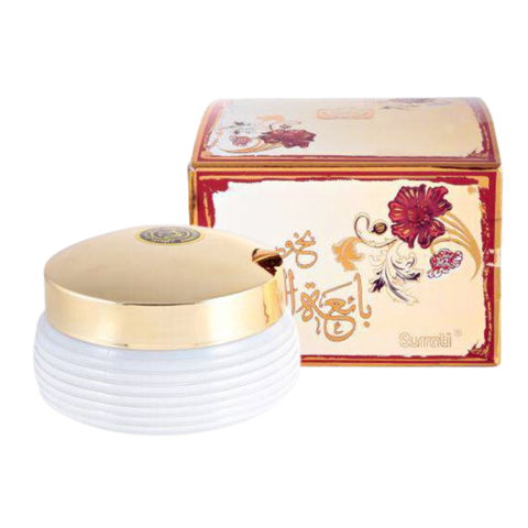 Surrati Bait Al Ward Bakhoor 70 GM jar with floral fragrance, traditional Arabian incense for home use.