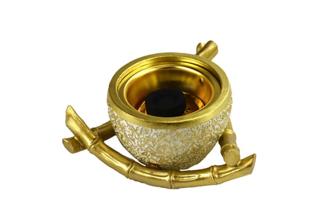 Bamboo Triangle Arabic Script Incense Bakhoor Burner - White and Gold - Intense oud