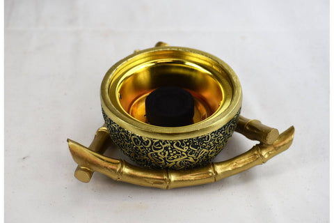 Bamboo Triangle Arabic Script Incense Bakhoor Burner - Black and Gold - Intense oud