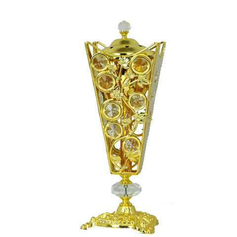 Arabia Incense/Bakhoor Burner (Mabkhara) -Oud Burner, Metal,Tray Inside 10 inch Tall (Golden) - Intense oud