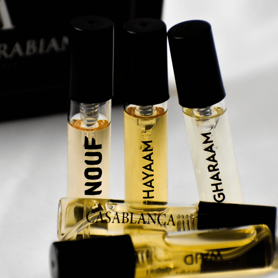 5 Swiss Arabian Sample Packet - Nouf, Hayaam, Casablanca, Gharaam, Wajd - Intense oud