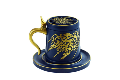 Tea Cup Style Closed Incense Bakhoor Burner - Navy Blue - Intense oud