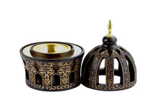 Calligraphy Style Closed Incense Bakhoor Burner - Brown and Gold - Intense oud