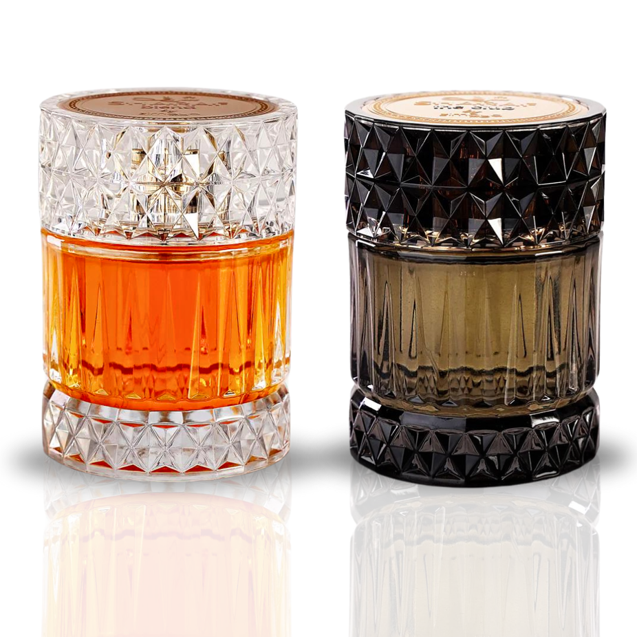 Zimaya Sharaf Blend & The Club Extrait De Parfum spray bottles, 100ml each, featuring elegant packaging and signature scent blends.