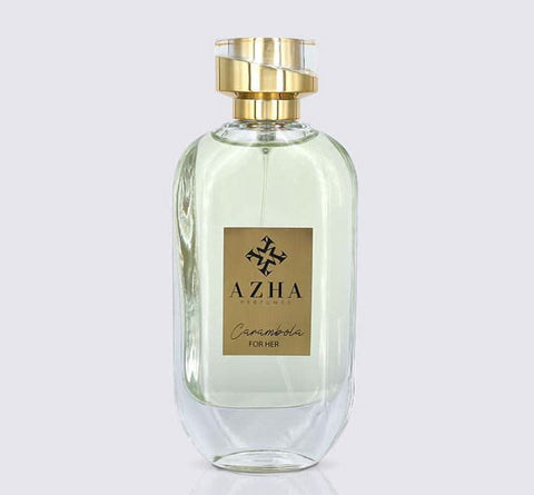 Azha Carambola For Her Eau De Parfum 100ml bottle with elegant design and amber-colored liquid.