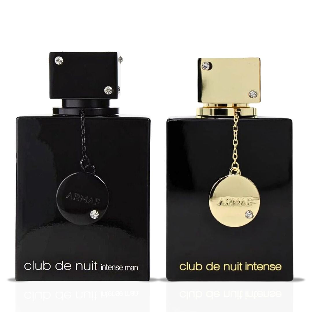 Club De Nuit Intense Men EDT & Club De Nuit Intense Women EDP Sprays 105ML (3.6 OZ) By Armaf | Vibrant, Fruity & Floral Scents. (BUNDLE) - Intense Oud