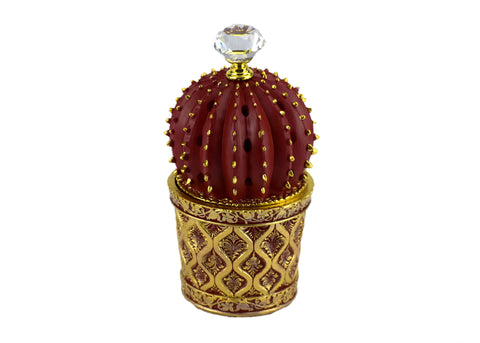 Succulent (Cactus) Style Closed Incense Bakhoor Burner - Red - Intense oud