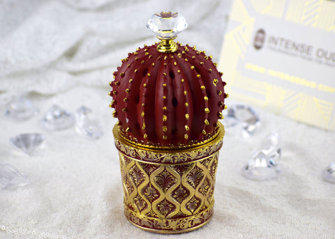 Succulent (Cactus) Style Closed Incense Bakhoor Burner - Red - Intense oud