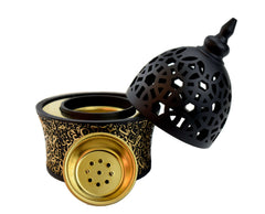 Calligraphy Style Closed Incense Bakhoor Burner - Black - Intense oud