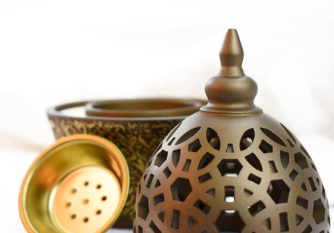 Calligraphy Style Closed Incense Bakhoor Burner - Coffee - Intense oud