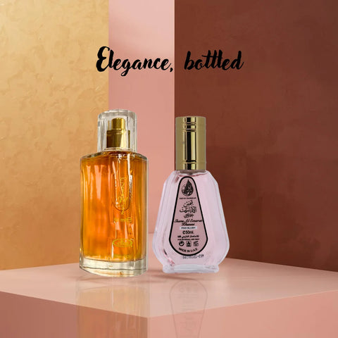 Choco Musk Eau de Parfum Spray 50ml by Al Rehab & Pink Blush Shams Al Emarat Khususi Eau de Parfum Spray 50ml (1.7 oz) by Ard Al Zaafaran (Bundle)