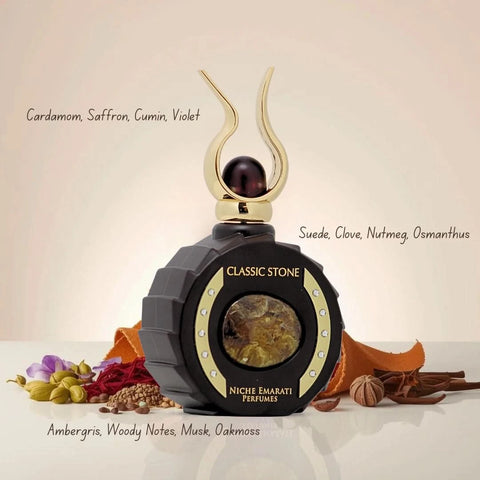 Lattafa Niche Emarati Classic Stone Eau de Parfum spray 100ml with elegant bottle design.