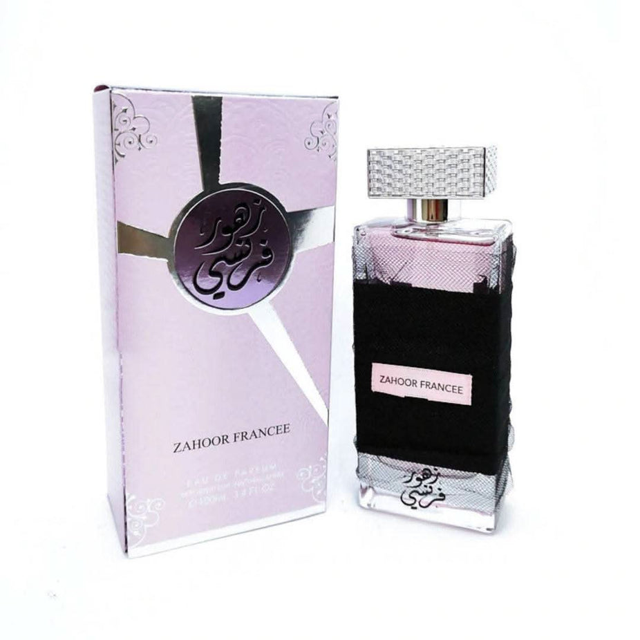 Ard Al Zaafaran Zahoor Francee Eau De Parfum for Women in 100mL bottle, elegant perfume bottle with floral accents