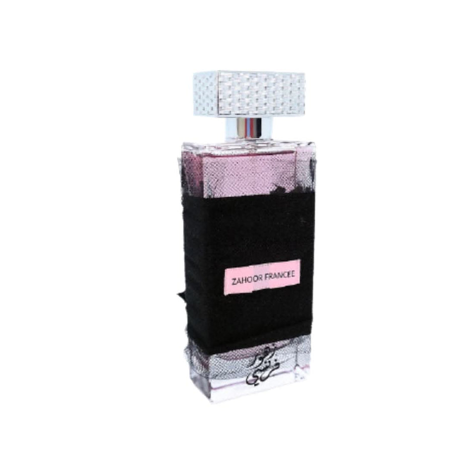 Ard Al Zaafaran Zahoor Francee EDP for women in 100mL bottle, featuring elegant perfume design and floral fragrance accents.