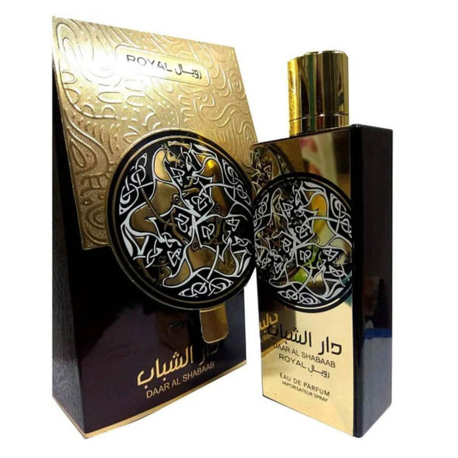 Daar Al Shabaab Royal Eau De Parfum for Men by Ard Al Zaafaran, 80mL bottle with elegant packaging and design.