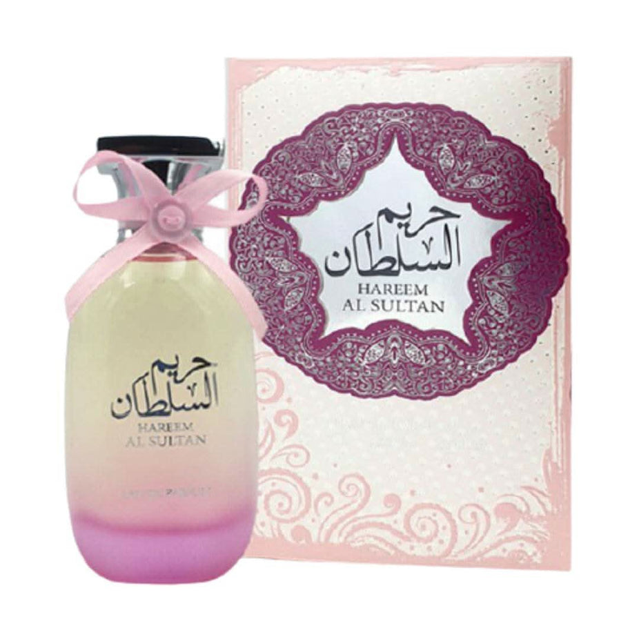 Ard Al Zaafaran Hareem Al Sultan 100ml unisex Eau De Parfum bottle with elegant design and floral fragrance elements.