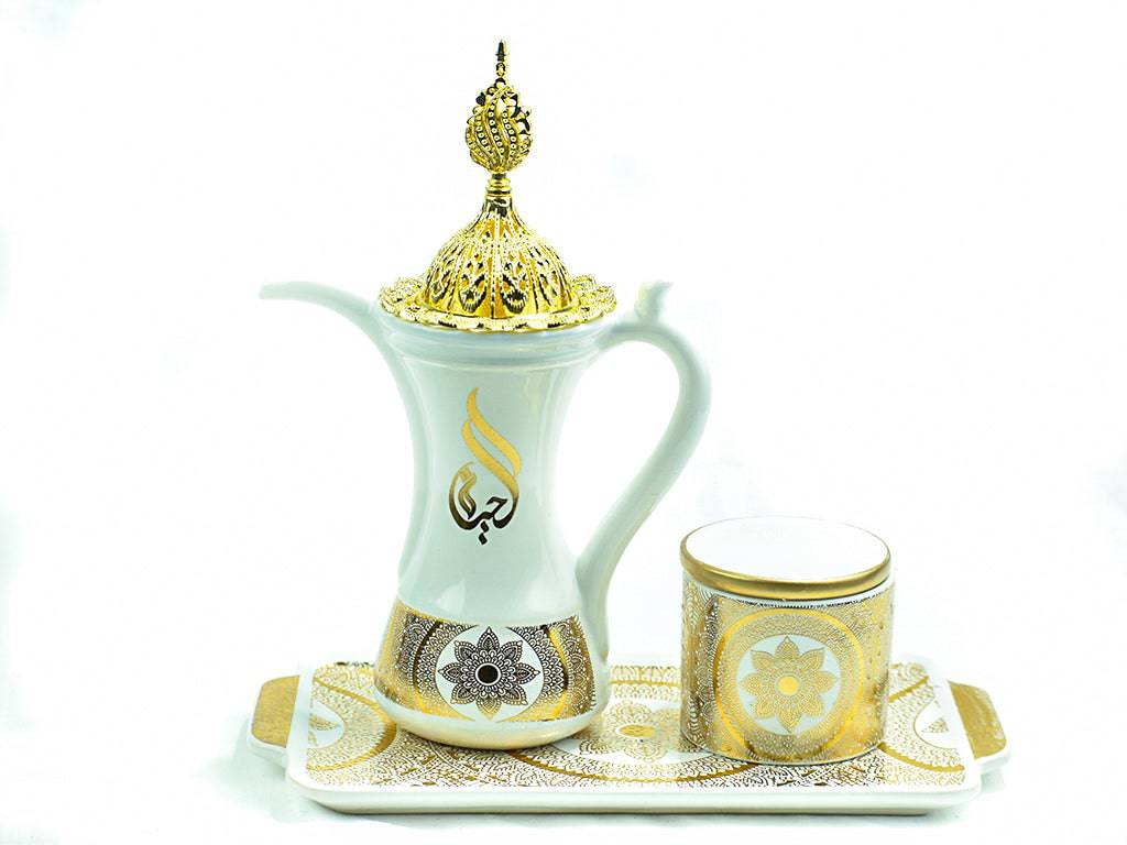 Glossy Arabic Design Royal Bakhoor Tea Set  - White | Intense Oud - Intense oud