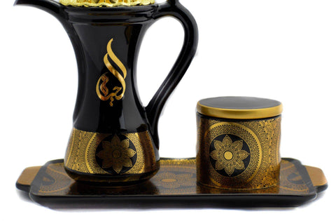 Glossy Arabic Design Royal Bakhoor Tea Set - Black | Intense Oud - Intense oud