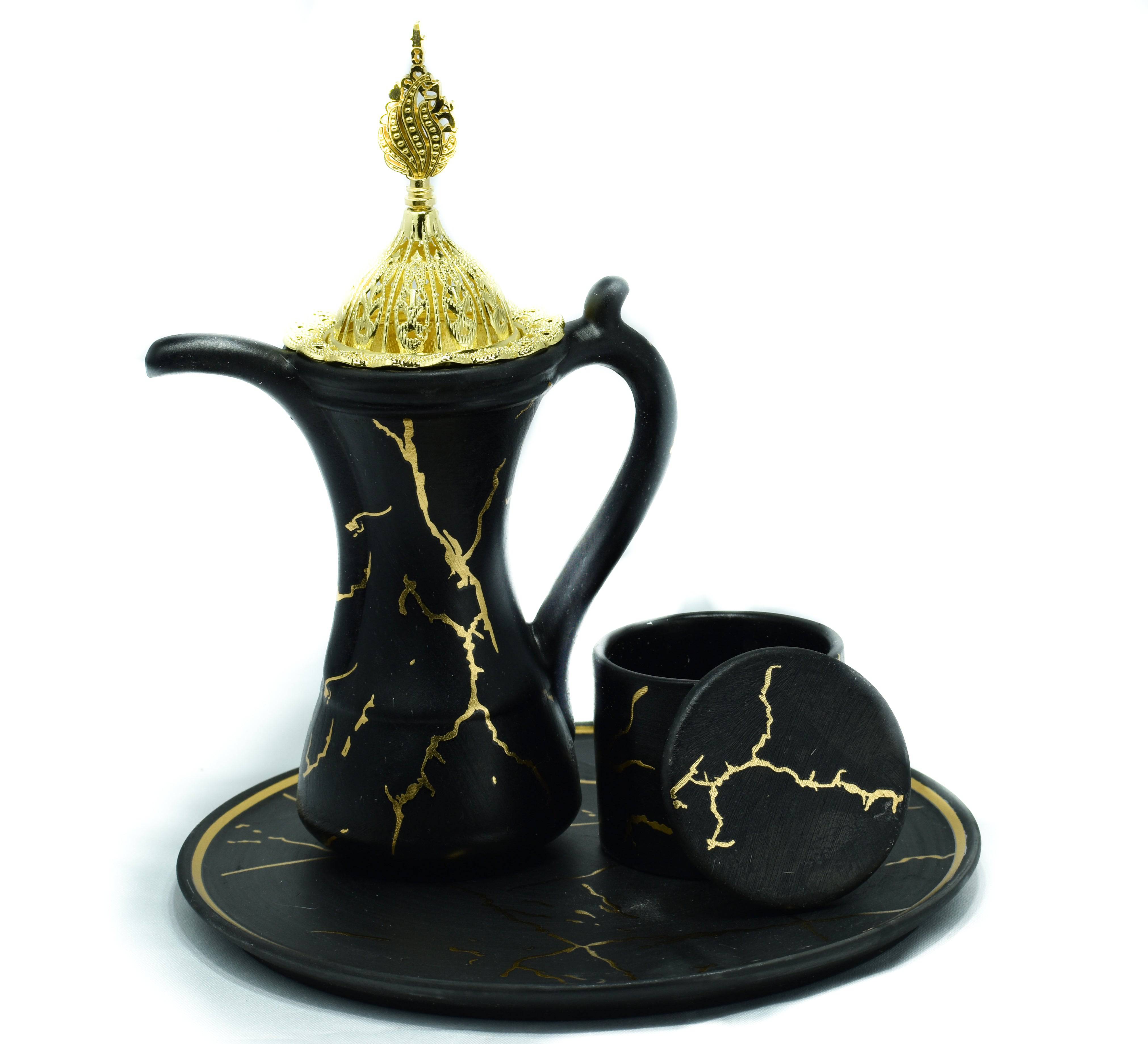Marble Design Royal Bakhoor Tea Set w/ Circular Tray - Black by Intense Oud - Intense oud