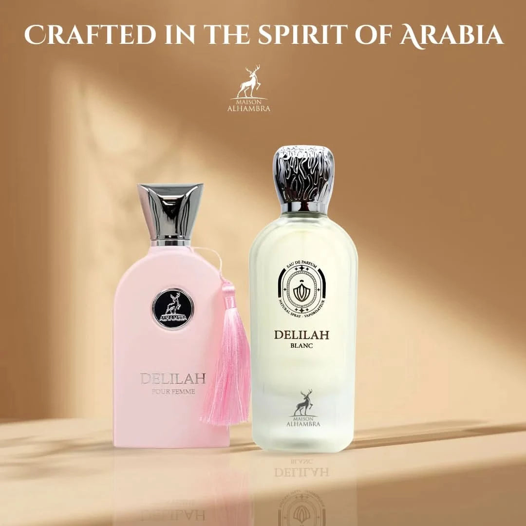 Delilah Pour Femme & Delilah Blanc Eau de Parfum Sprays 100ml (3.4 oz) Delilah Pour Femme & Delilah Blanc Eau de Parfum Sprays 100ml (3.4 oz)