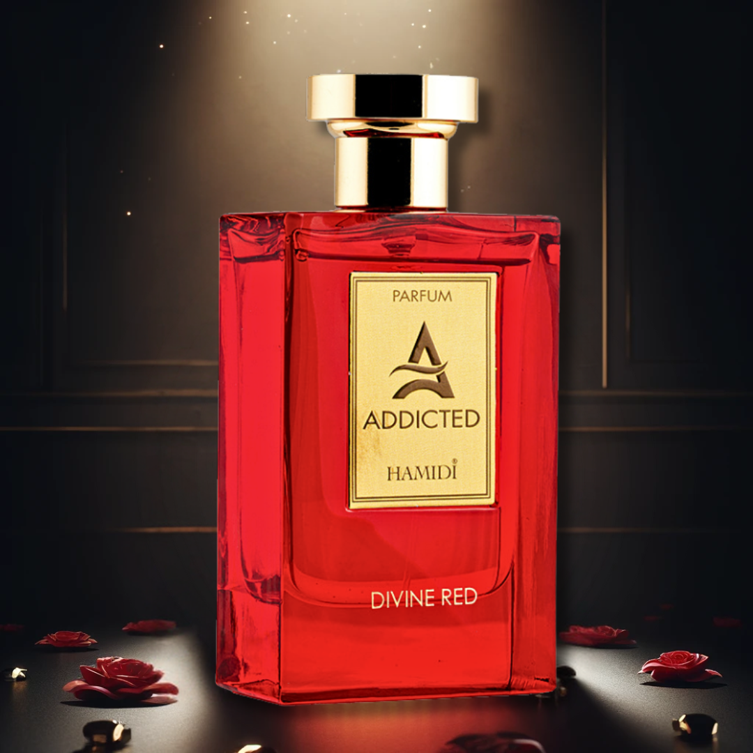 HAMIDI ADDICTED DIVINE RED EDP Spray 120ML (4 OZ) By Hamidi | Elevate Your Senses With This Exquisite Fragrance. - Intense Oud