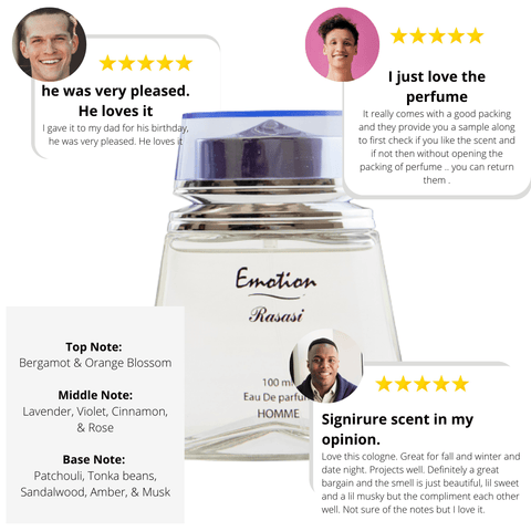 Rasasi Occidental 3-piece EDP men’s collection including Hope, Emotion, and Blue 2 bottles, each with distinct packaging and branding.