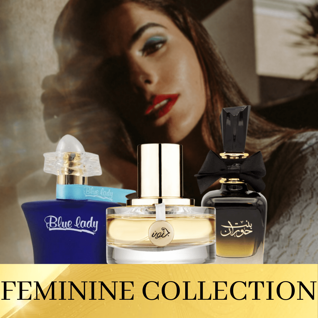 Feminine 3 Pc Collection-Blue Lady, Bint Hooran, Junoon Satin Women - Intense oud