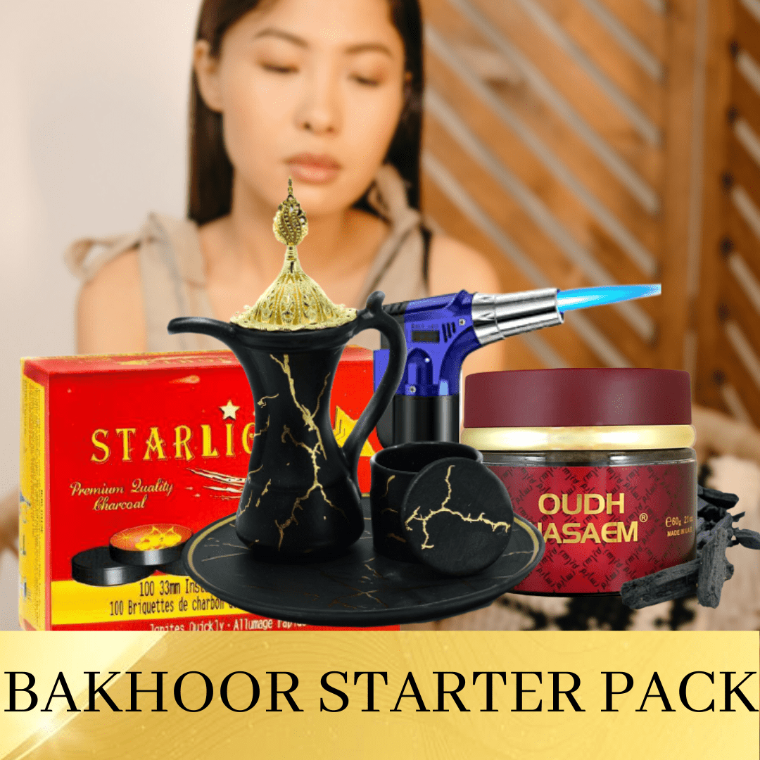 Bakhoor 4 Pc Pack-Oudh Nasaem, Starlight Charcoal, Royal Bakhoor Tea Set Black - Intense oud